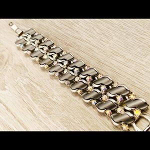 Dazzling Grey and Rhinestone Statement Bracelet